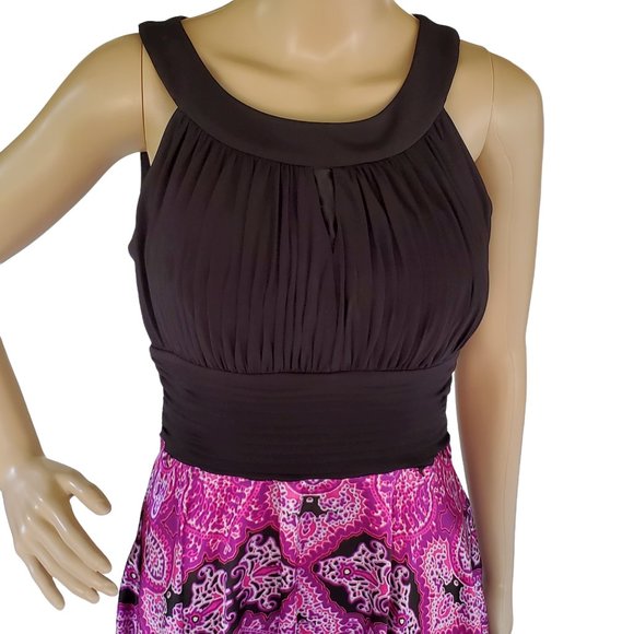 Melrose Black & Purple Scarf Skirt Dress Women's 8 Side Zipper Bra Insert - Picture 4 of 13